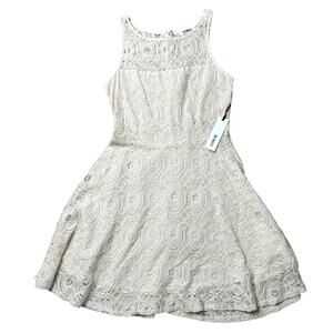 BB Dakota Off White A-Line Fit And Flare Mini Dress Sleeveless Lace Knit 6